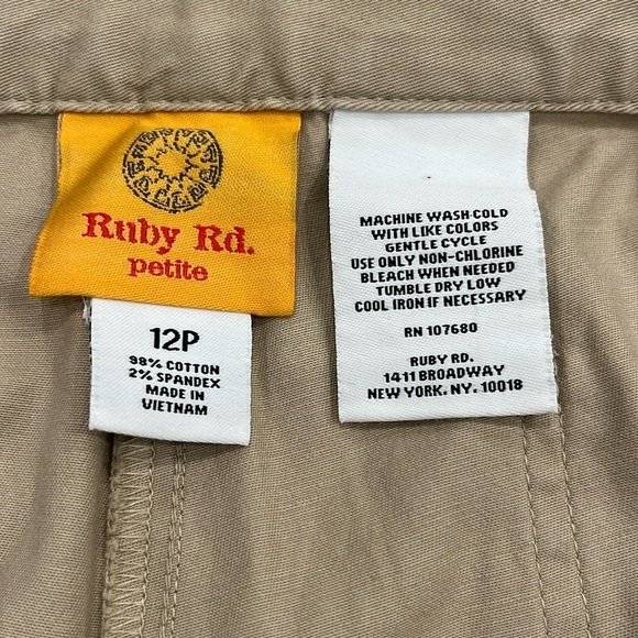 NEW Ruby Rd. | Flat Front‎ High Rise Straight Leg Chinos | Sand | 12P - Picture 5 of 11